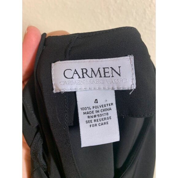 Carmen Marc Valvo Blouse Castlecore Business Casual Boho Demure Black Size 4 - Picture 4 of 5